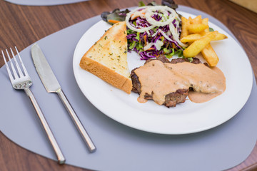 pork steak lunch