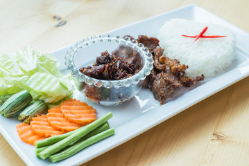 rice with pork and chili paste
