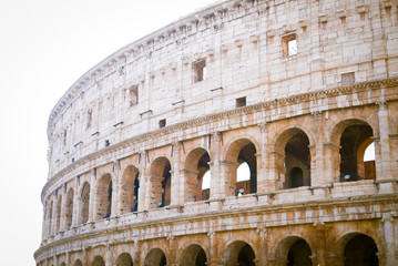 Fototapeta na wymiar View of Colosseum in Rome,Italy,Europe. Rome ancient arena of gladiator fights.