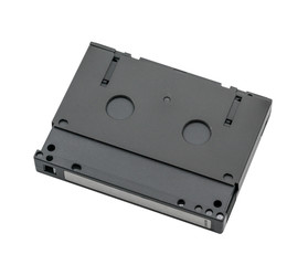 Back side of digital audio tape isolated on white background.