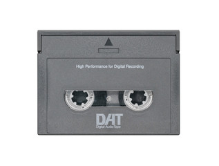 Digital audio tape isolated on white background.