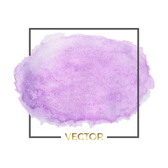 Abstract purple watercolor splash with square frame, Abstract of fluid ink, acrylic dry brush strokes, stains, spots. Background for your modern design, cover, template, decorated, brochure, flyer