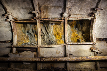 Underground abandoned ore mine shaft tunnel gallery 