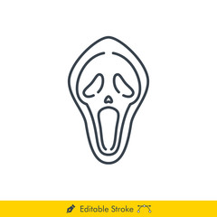 Horror (Scream) Icon / Vector - In Line / Stroke Design