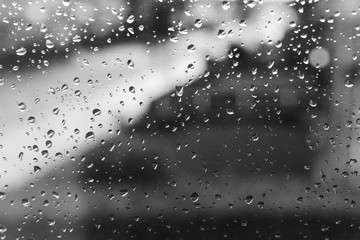 Raindrops on glass