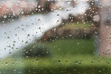 Raindrops on glass