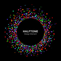 Colorful Bright Abstract Halftone Logo Design Element on Black Background. Vector illustration