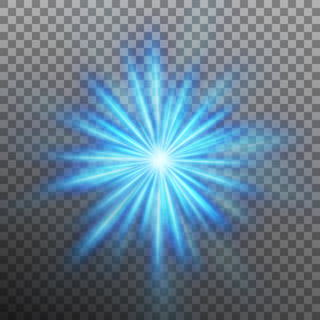 Blue burst color forces light. Transparent background only in EPS 10