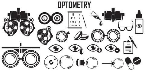 Optometry Icons Set.