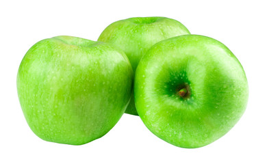 Fresh green apples, isolated on white background