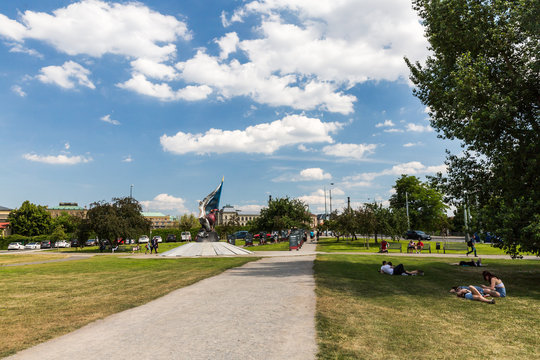 View of the Malostranska district on summer day in Prague