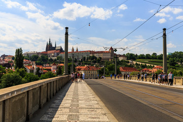 Fototapeta na wymiar View of the Malostranska district on summer day in Prague