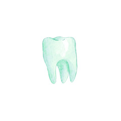 Green watercolor tooth