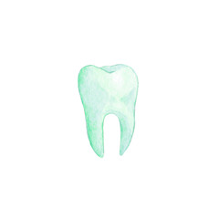 Green watercolor tooth
