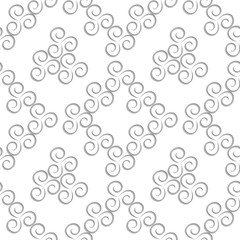 Spiral silver on a white background. Seamless pattern. Abstract texture. For background, fabric, wallpaper.