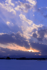 北の大地の夕暮れ
