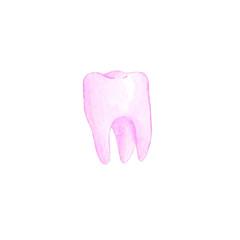 Pink watercolor tooth