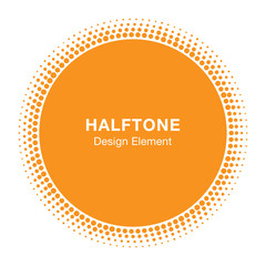 Sunny Circle Halftone Logo Design Element. Sun vector icon. Sun halftone emblem for health, treatment, medical, cosmetic, pharm. Honey sun logo vector illustration