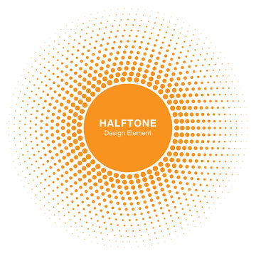 Sunny Circle Halftone Logo Design Element. Sun vector icon. Sun halftone emblem for health, treatment, medical, cosmetic, pharm. Honey sun logo vector illustration