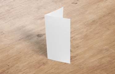 Two-leaf flyer mock-up template. Blank brochure white template paper on background for your design.