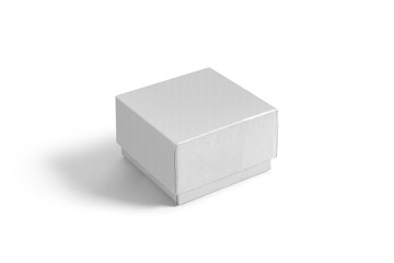 Naklejka premium Single gift box isolated on white background. Wrapped vintage gift box mock up template ready for your design.