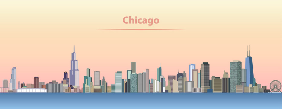 Chicago city skyline at sunrise vector llustration