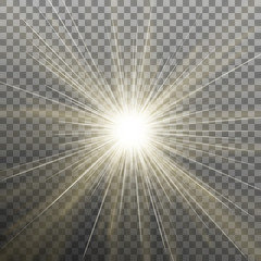 Bright shining star. Bursting explosion. Transparent background only in EPS 10