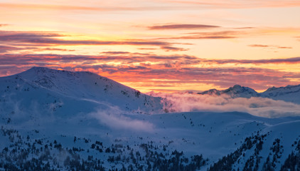 Beautiful panoramic Alpine landscape in winter