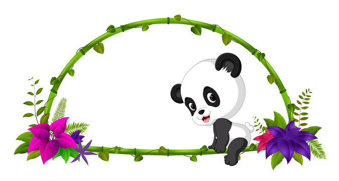 frame of bamboo and baby panda
