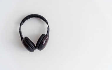closeup  headphones on white background. over light