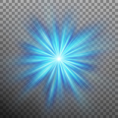 Abtract blue energy with a burst background. Transparent background only in EPS 10