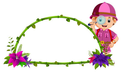 frame of bamboo with flower and adventurer
