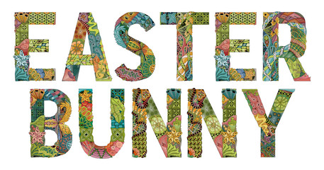 Easter bunny. Vector decorative zentangle object