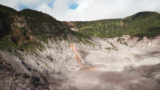 View of Tangkuban Perahu volcano crater timelapse