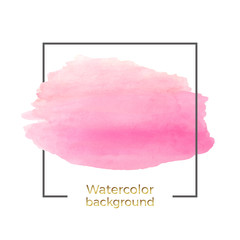 Abstract pink watercolor on the white background, splash with square frame, Abstract of fluid ink, acrylic dry brush strokes, stains, spots.  Background for your modern design, cover, template, flyer