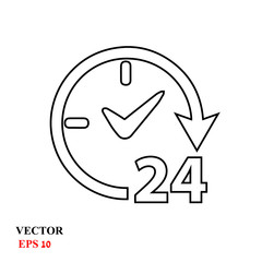 Open 24 hours vector icon
