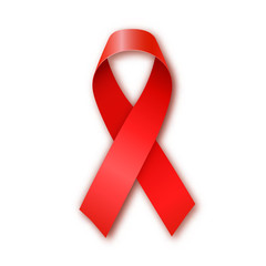 AIDS awareness red ribbon on white background. Vector illustration