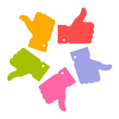 Colorful circle thumb up icons. Vector illustration