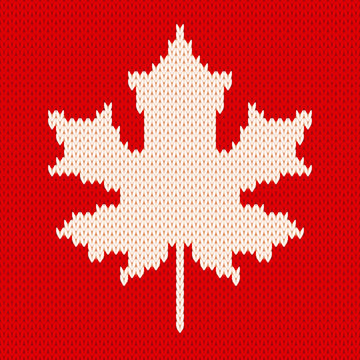 Maple leaf on red - Seamless knitting pattern