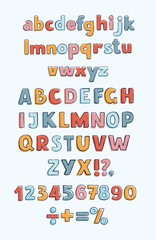 Hand drawn doodle abc, cut out font. Vector illustration.