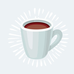 Flat Icon Cup of tea. Isolated on blue background with long shadow. Modern vector illustration for web and mobile.