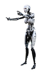 3D Rendering Female Robot on White