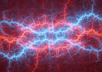 Fire and ice lightning bolt, abstract plasma storm