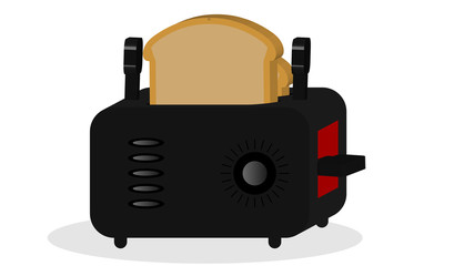 toaster with bread in flat design