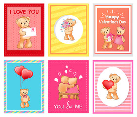 I Love You and Me Teddy Bears Vector