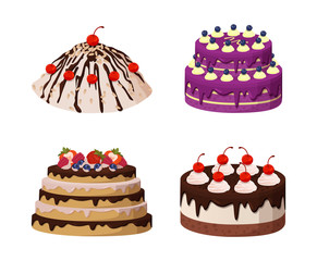 Sweet Bakery Collection Poster Vector Illustration