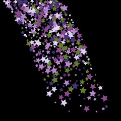 Colorful Stars Confetti, Mystery Sparkling Vector Background. Trendy Glowing Magic Glitter, Lights. Festive Falling Colorful Stars Confetti for Ads, Posters. 
