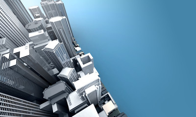 City modern building top view background