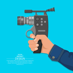 The hand of the man holds