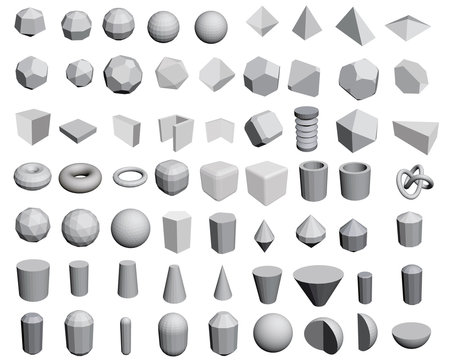 Realistic 3d basic shapes. Sphere shape with shadow, cube geometry